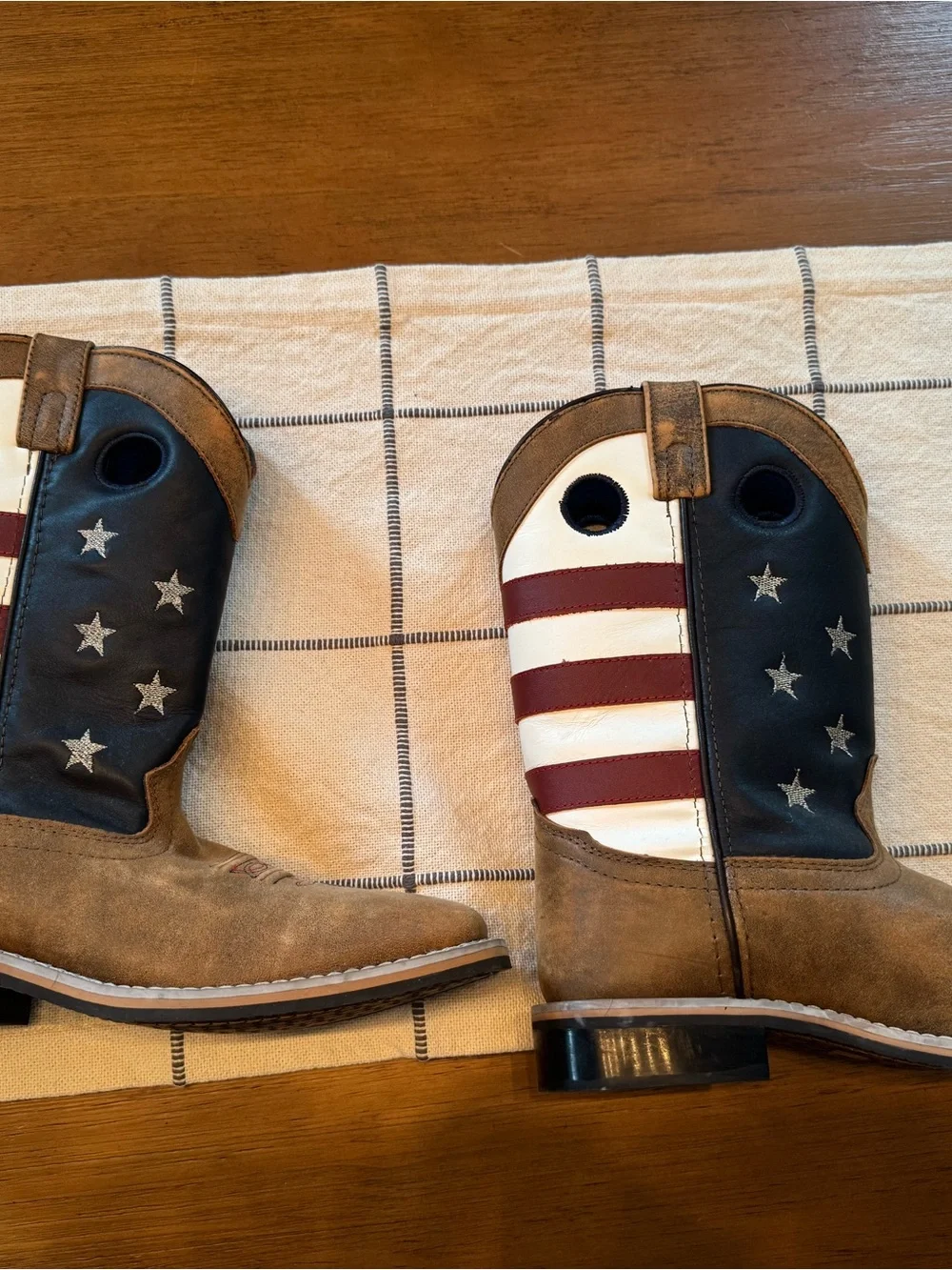 Kids American Flag Western Cowboy Boots - Brown/Black